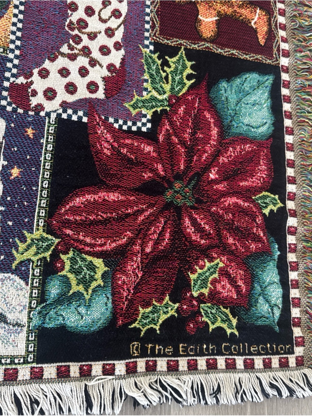 Goodwin Weavers Christmas Santa Old World Woven Tapestry Throw Blanket Bears - Picture 7 of 10